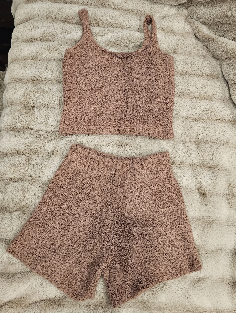 SKIMS Cozy Knit Tank and Shorts Set in Mauve